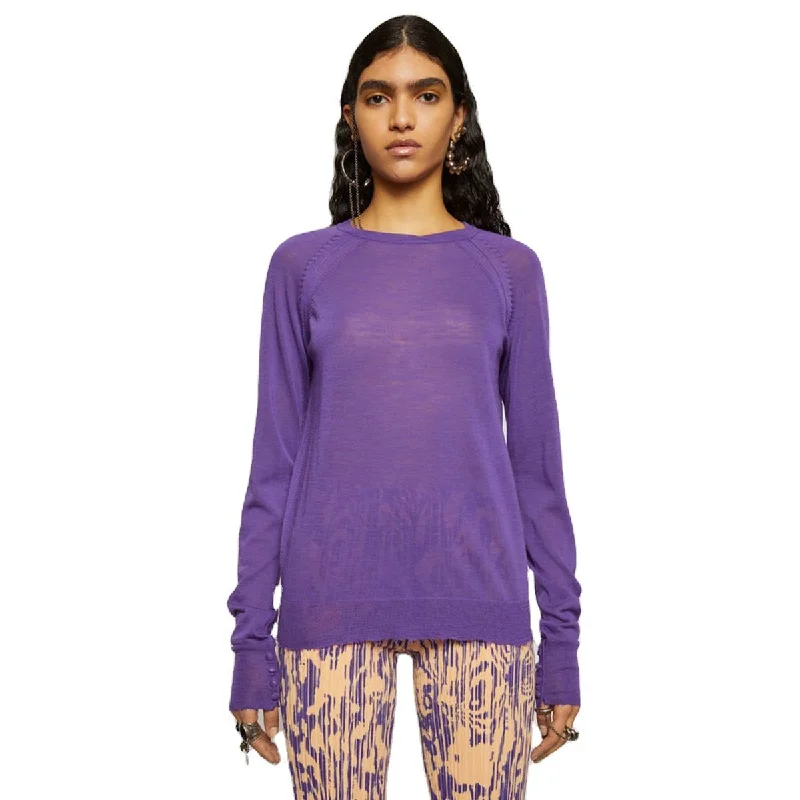 Custom Ladies Purple color mohair Knitted Sweater women Beaded Sweater Sequined Faux Fur