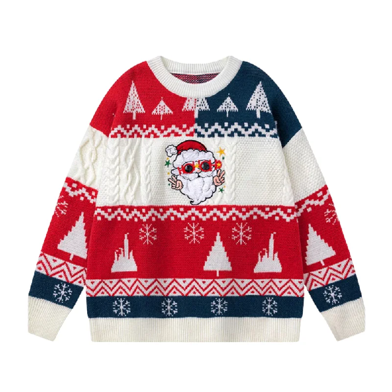 Women's Cute Santa Sweater Jersey Fabric Tulle Fabric Batik Fabric
