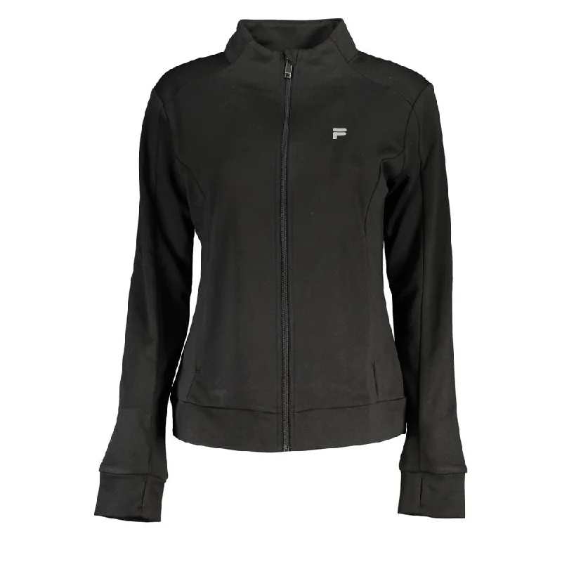Fila Black Polyester Sweater Lace Blend Ribbed Blend Corduroy Blend