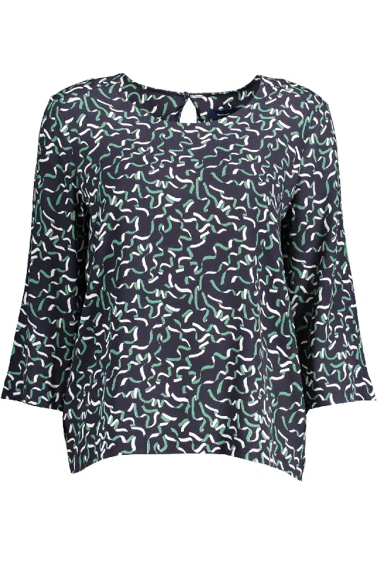 Gant Blue Viscose Women Sweater Solid Print Embellished