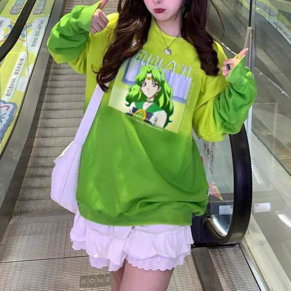 Gradient cartoon print sweater yv30994 Elegant Classic Vintage