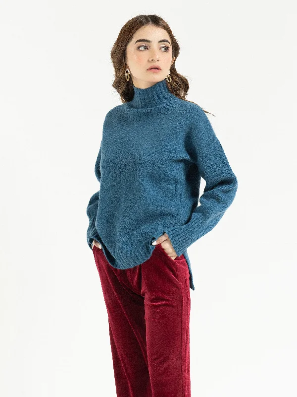 High Neck Sweater Tailored Straight A-Line