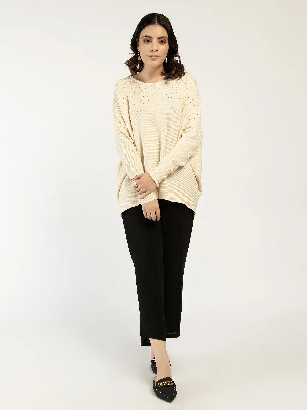 Rhinestone Sweater Elasticated Padded Insulated