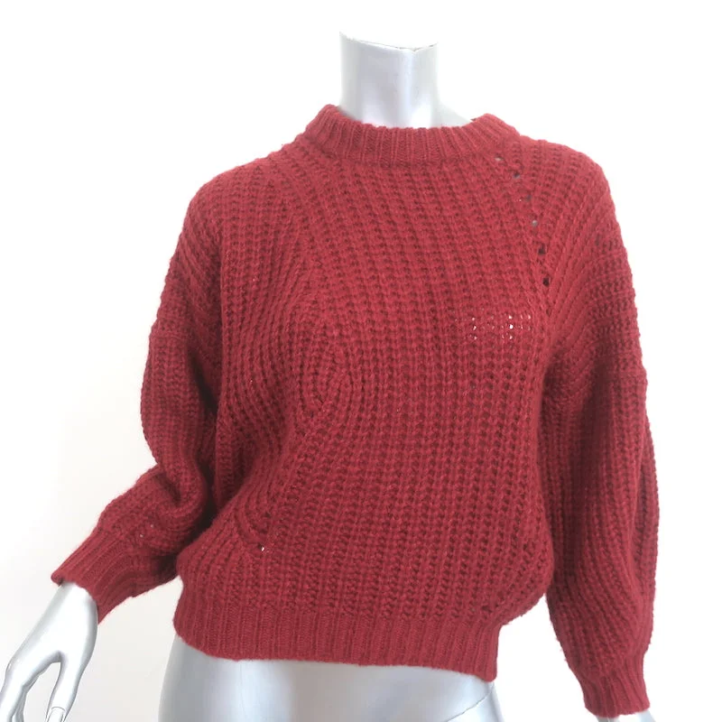 Isabel Marant Etoile Sweater Red Alpaca-Blend Ribbed Knit Size 38 Seamless Knitted Crochet Isabel Marant Etoile Sweater Red Alpaca-Blend Ribbed Knit Size 38 Seamless Knitted Crochet
