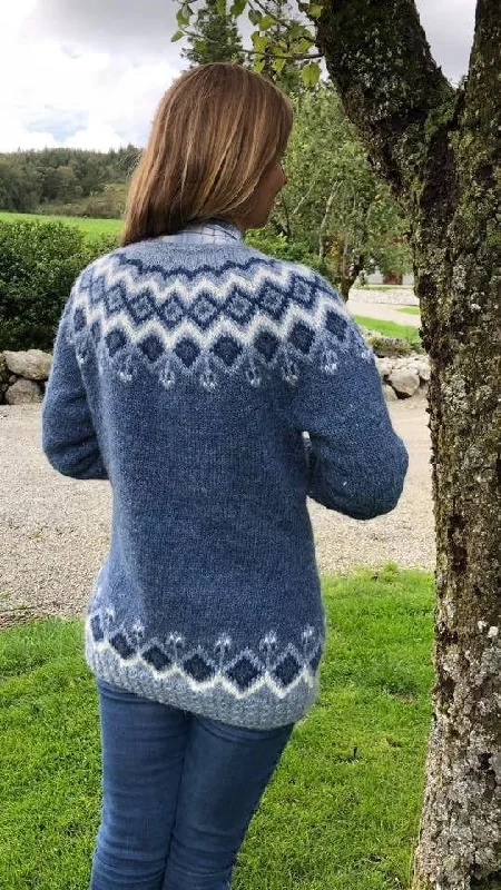 Jonsok  - Blue Lett-Lopi wool sweater - Knitting Kit Sequined Glittery Shiny