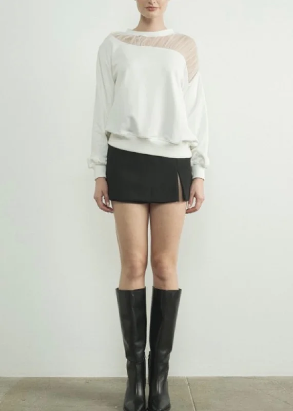 Josie Tulle Shoulder Sweater Fitted Loose Oversized