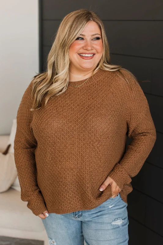 Keep It Colorful Knit Sweater- Dark Camel High Neck Crew Neck V-Neck