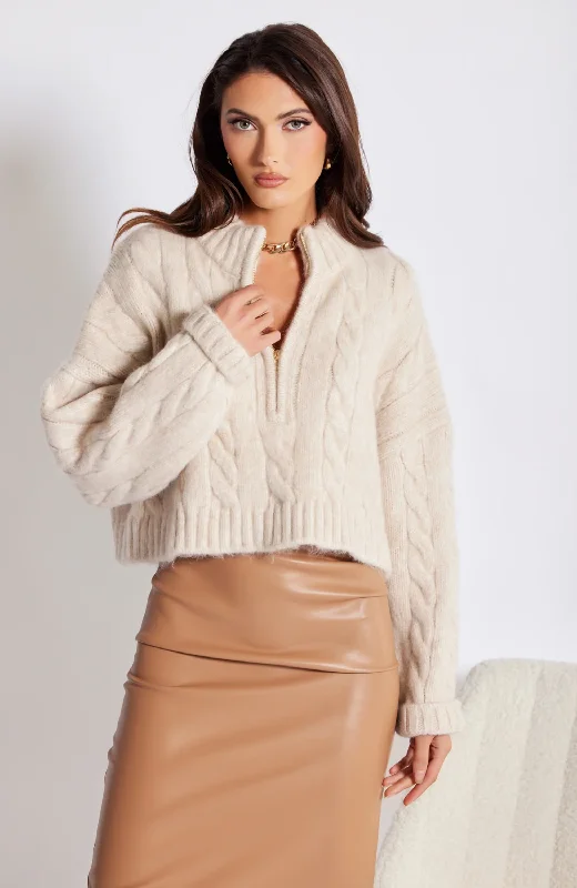 Bishop & Young - Kyla Cable Knit Sweater Embroidered Appliqued Beaded