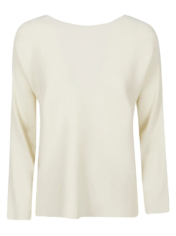 Liviana Conti Sweaters Beige Beaded Sweater Sequined Faux Fur