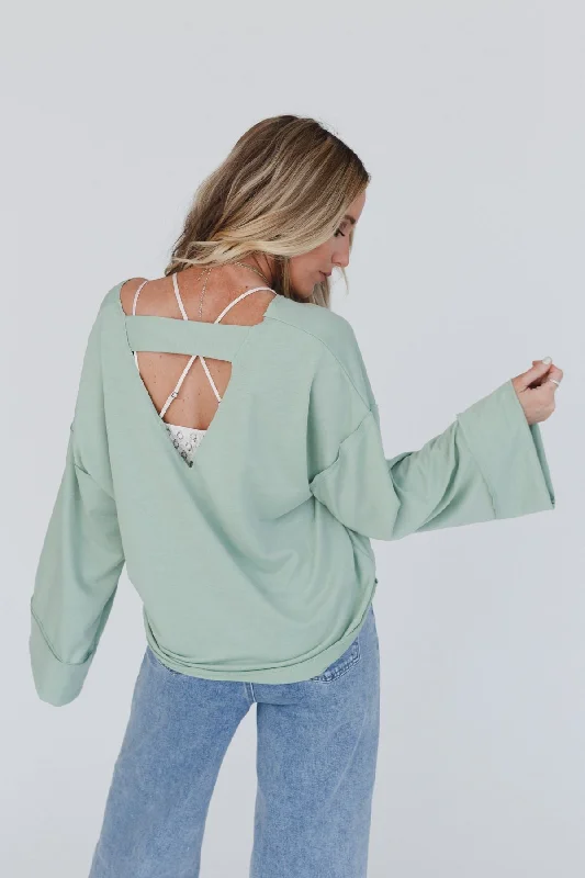 The Nest Love It V Neckline Sweater Top - Light Sage Cable Knit Ribbed Knit Lace Knit The Nest Love It V Neckline Sweater Top - Light Sage Cable Knit Ribbed Knit Lace Knit