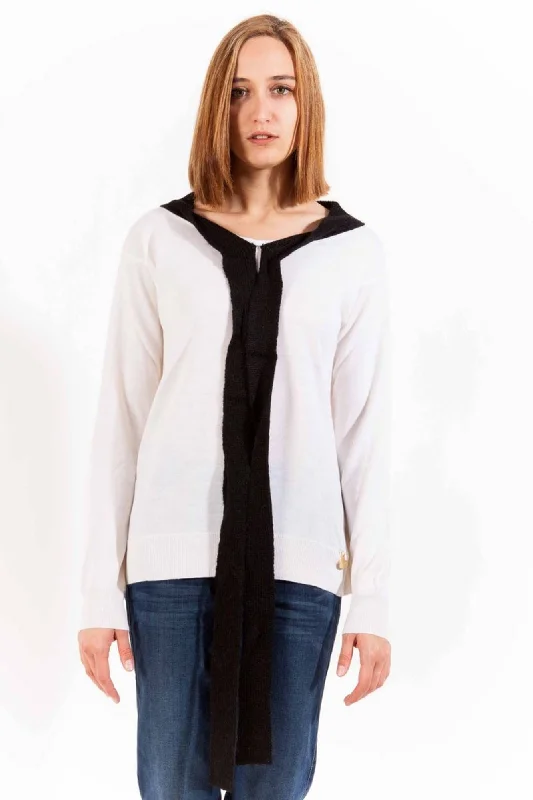 Love Moschino White Wool Women Sweater Solid Print Embellished