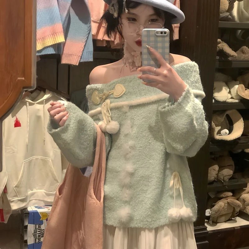 Lunivop Kawaii Japanese Style Knitted Pullover Women Sweet Sexy Off Shoulder Long Sleeve Sweaters Cutecore Fashion Pullovers Spandex Blend Rayon Blend Denim Blend Lunivop Kawaii Japanese Style Knitted Pullover Women Sweet Sexy Off Shoulder Long Sleeve Sweaters Cutecore Fashion Pullovers Spandex Blend Rayon Blend Denim Blend