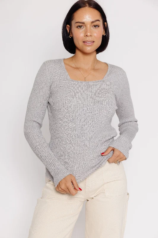 Mara Sweater in Heather Grey Transparent Opaque Sheer
