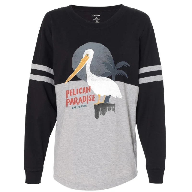 Pelican Paradise Black & Grey Varsity Sweater Boat Neck Shawl Collar Notched Collar