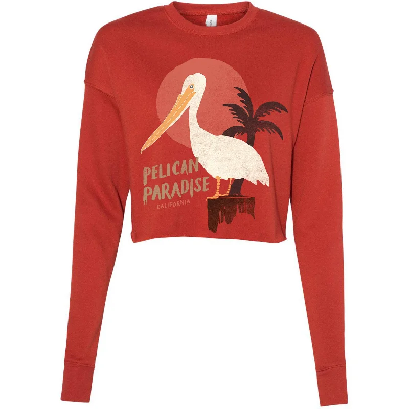 Pelican Paradise Brick Cropped Sweater Welt Pockets Slit Pockets Flap Pockets