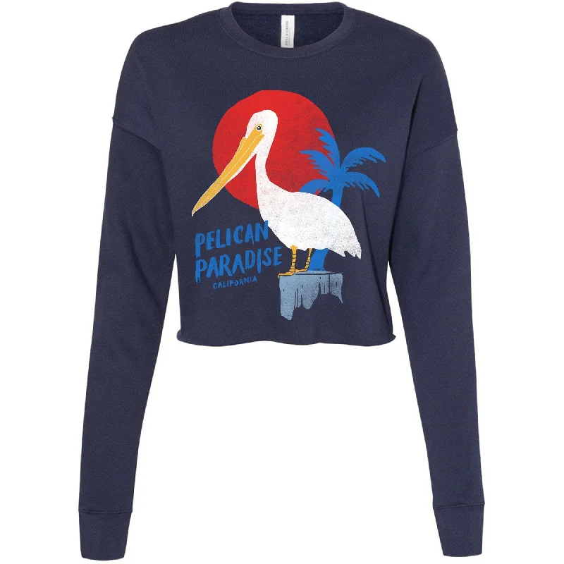 Pelican Paradise Navy Cropped Sweater Terry Terry Cloth Terry Knit