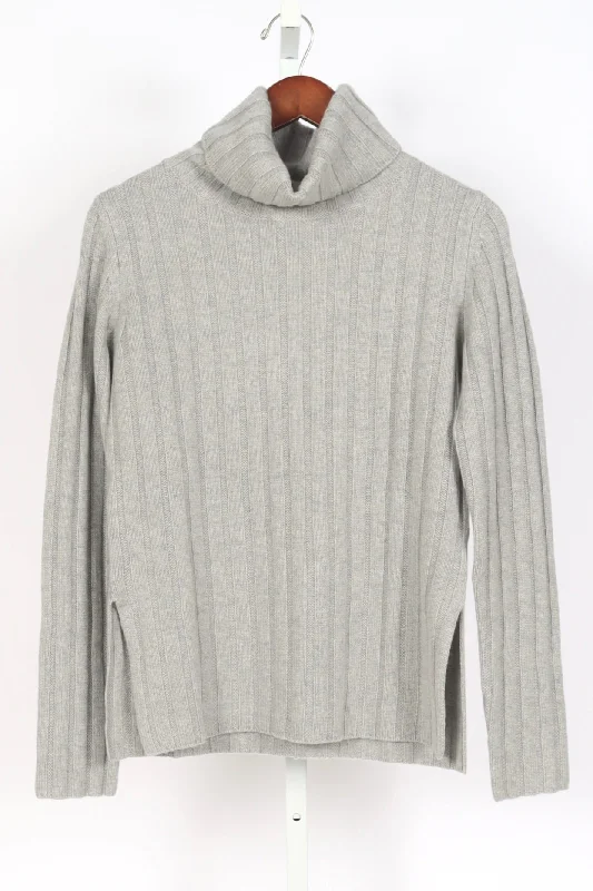 Raphaella Sweater - Dove Grey Ribbed Striped Patterned