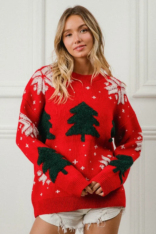 Red Christmas Theme Patterned Knit Pullover Holiday Casual Winter Sweater Elegant Classic Vintage Red Christmas Theme Patterned Knit Pullover Holiday Casual Winter Sweater Elegant Classic Vintage