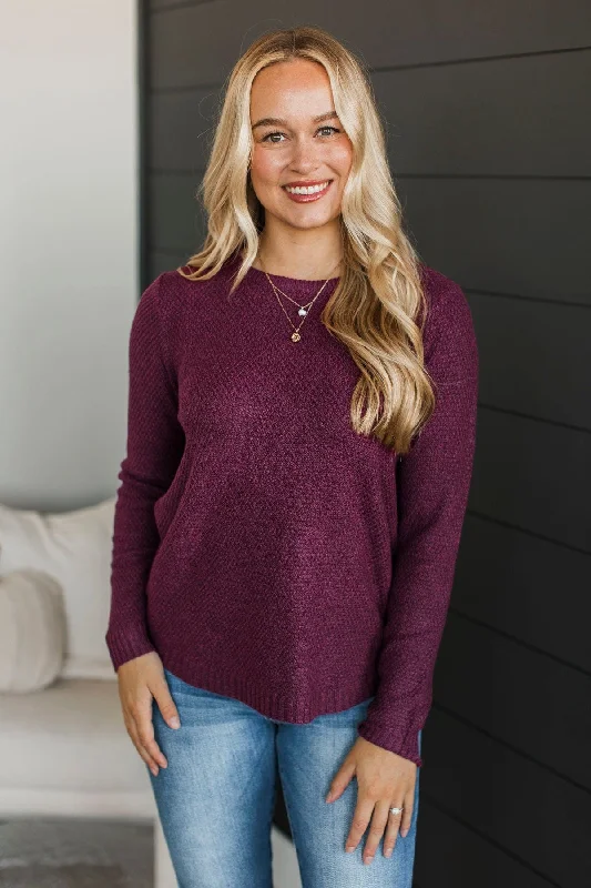 Runway Beauty Knit Sweater- Mulberry Embroidered Appliqued Beaded
