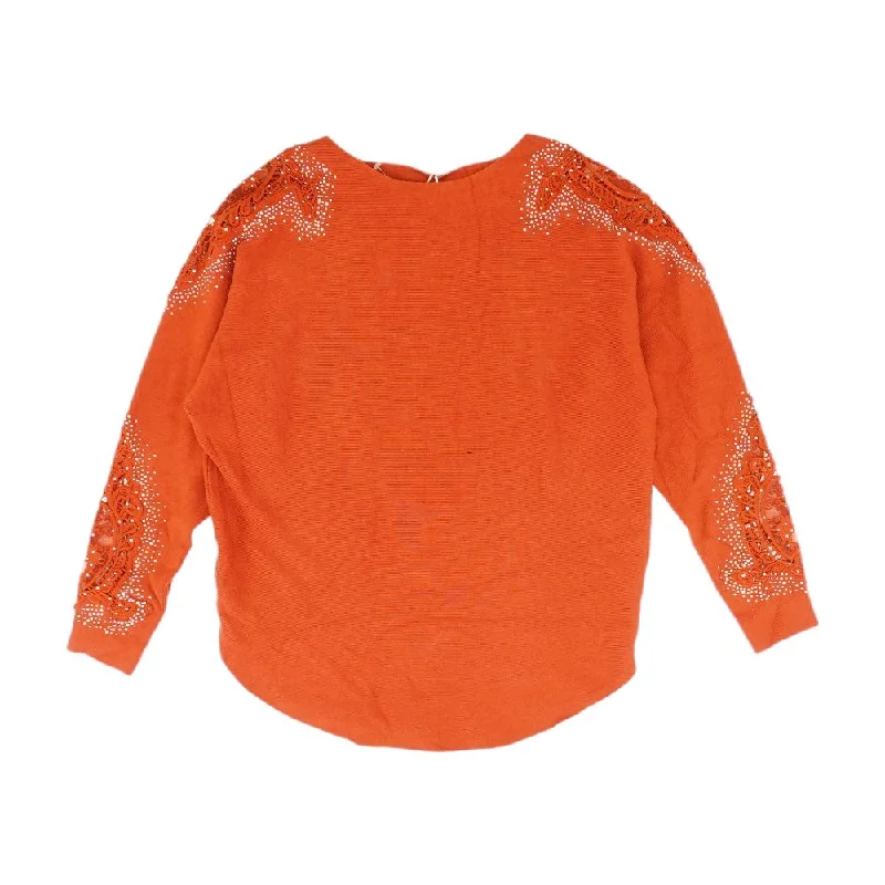 Rust Solid Sweater Satin Blend Silk Blend Wool Blend