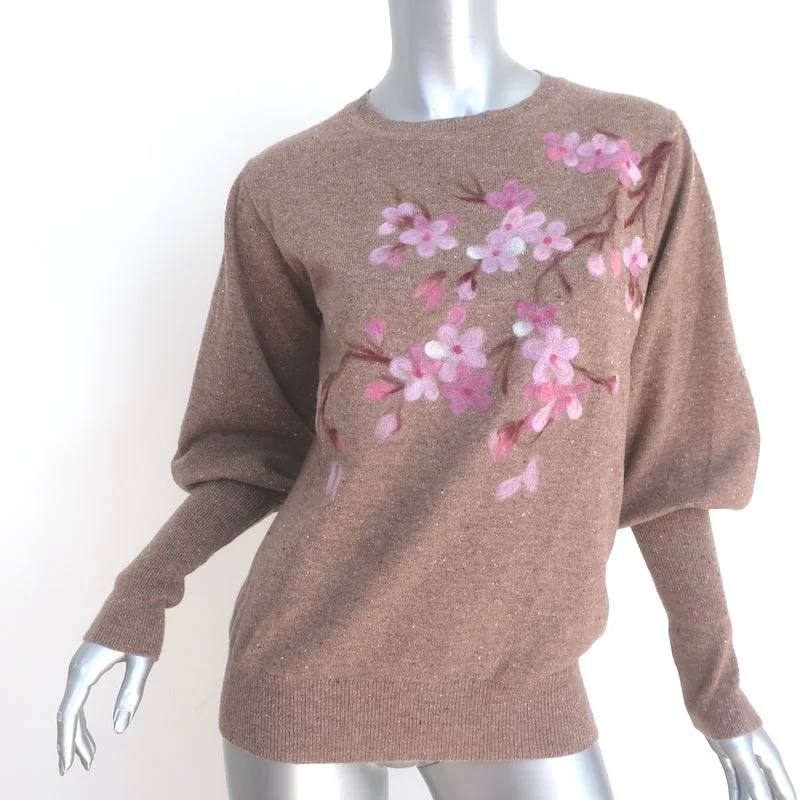 Saccharine Cashmere Cherry Blossom Sweater Brown Size Small Open Front Closed Front Wrap Front Saccharine Cashmere Cherry Blossom Sweater Brown Size Small Open Front Closed Front Wrap Front
