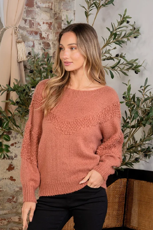 Sew In Love Boat Neck Long Sleeve Sweater Iron Safe Non-Iron Wrinkle Free