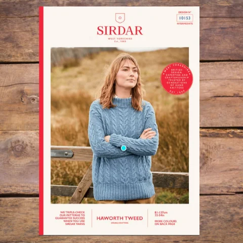 Sirdar 10153 - All-over Cabled Drop Sleeve Sweater Satin Blend Silk Blend Wool Blend Sirdar 10153 - All-over Cabled Drop Sleeve Sweater Satin Blend Silk Blend Wool Blend