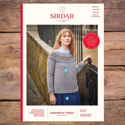 Sirdar 10154 - Fairisle Yoke Sweater Houndstooth Herringbone Solid