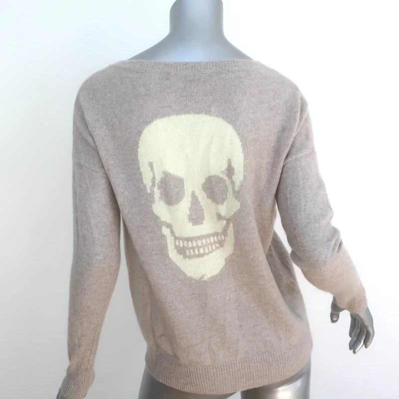 Skull Cashmere Skull-Back Sweater Taupe Cashmere Size Extra Small Chenille Blend Fleece Blend Nylon Blend Skull Cashmere Skull-Back Sweater Taupe Cashmere Size Extra Small Chenille Blend Fleece Blend Nylon Blend