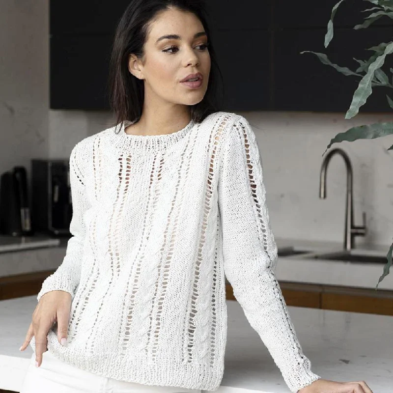 TX686 Inez  Cable and Lace Jumper with set in sleeves Thin Thick Dense