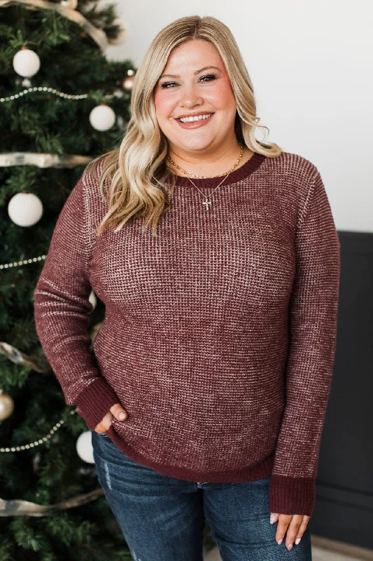 Undeniable Chemistry Knit Sweater- Wine Jersey Fabric Tulle Fabric Batik Fabric