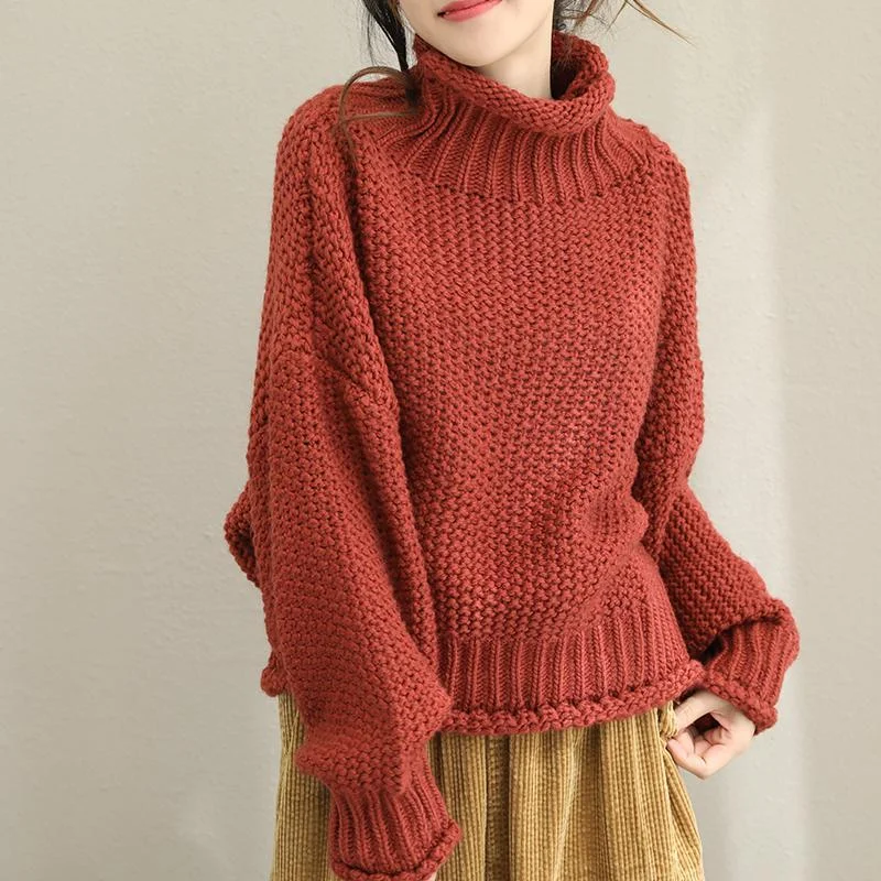 Winter Bat Sleeve Loose Oversize Turtleneck  Sweater Turtle Neck Boat Neck Asymmetrical Neck