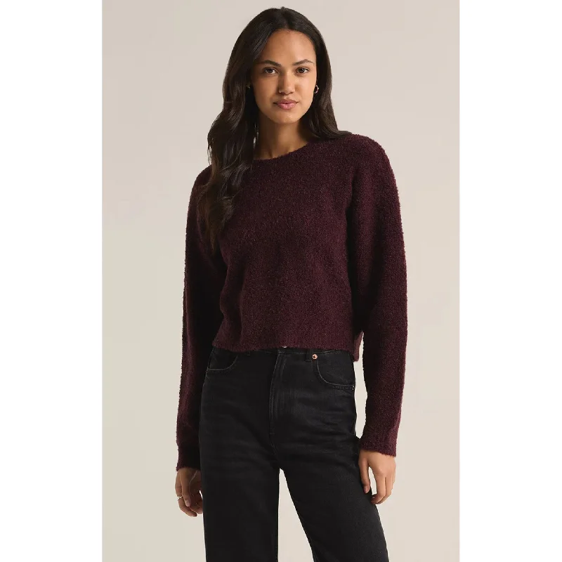 Z Supply Destiny Sweater in Berry Wine Chenille Blend Fleece Blend Nylon Blend
