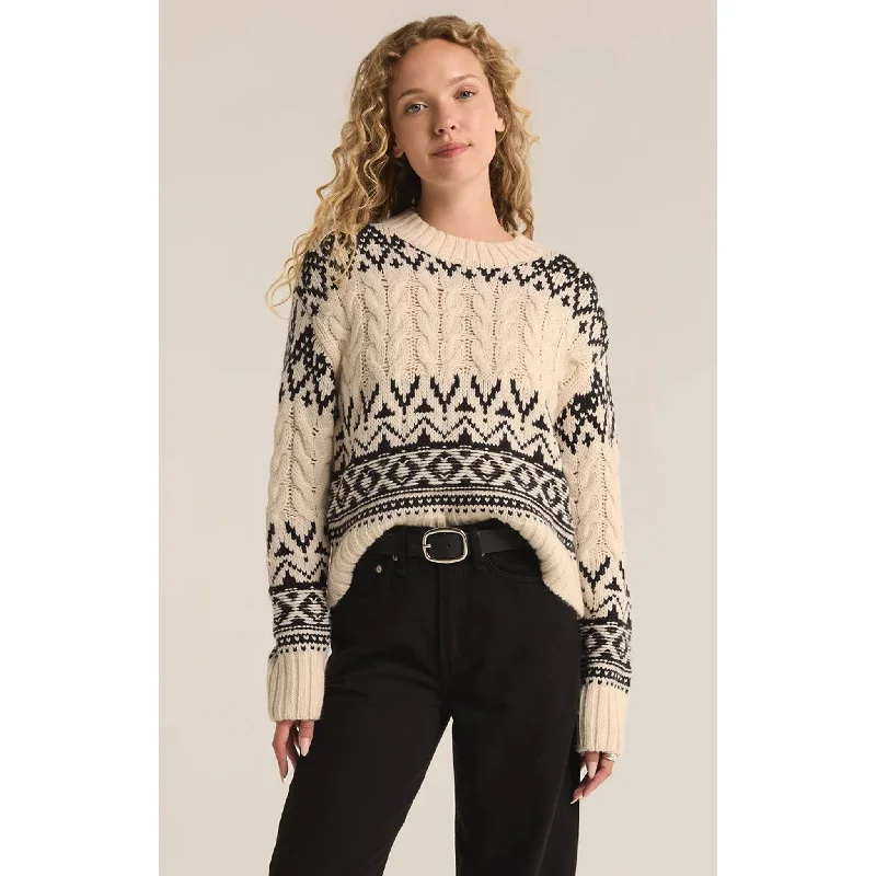 Z Supply Garland Fairisle Sweater in Sea Salt Neon Metallic Matte
