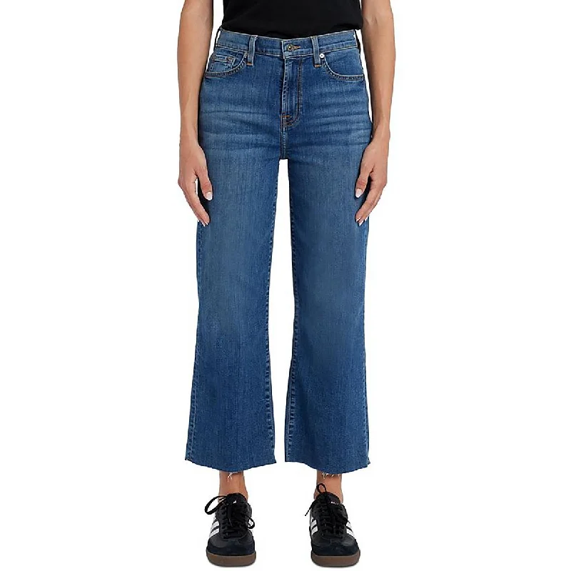 7 For All Mankind Womens Alexa Wide Leg Raw Hem Cropped Jeans Chic Double Waistband Jeans 7 For All Mankind Womens Alexa Wide Leg Raw Hem Cropped Jeans Chic Double Waistband Jeans
