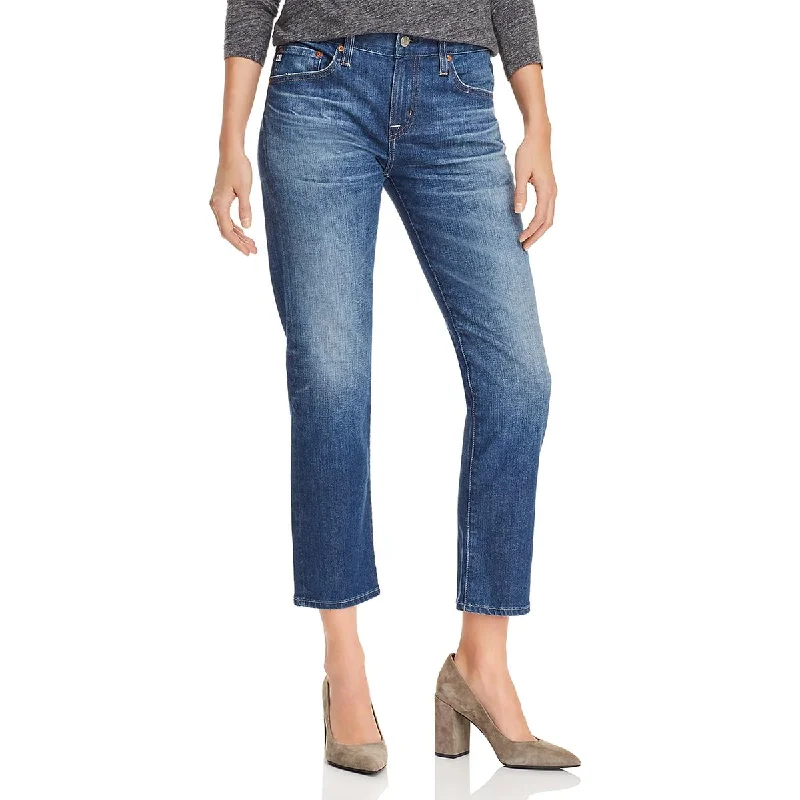 AG Adriano Goldschmied Womens Crop Whisker Wash Skinny Jeans Trendy Button-Up High-Waist Jeans AG Adriano Goldschmied Womens Crop Whisker Wash Skinny Jeans Trendy Button-Up High-Waist Jeans