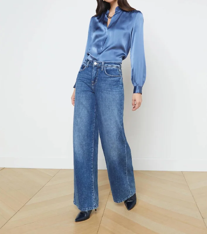 Alicent Wide Leg Jean In Blue Fashionable Relaxed Fit Denim