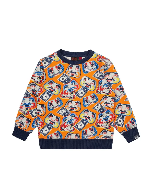 Allover Daruma Mask and Banknote Print Sweatshirt Hoodie with Hem Elastic Stretchable Comfortable Allover Daruma Mask and Banknote Print Sweatshirt Hoodie with Hem Elastic Stretchable Comfortable