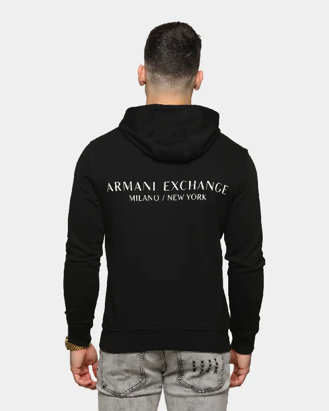 Armani Exchange 124 Sweatshirt Black Hoodie with Hem Ribbing Snug Secure