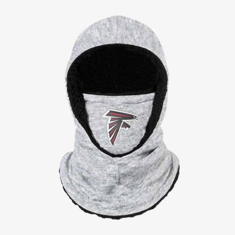 Atlanta Falcons Heather Grey Big Logo Hooded Gaiter Hoodie with Bell Sleeves Flared Feminine Atlanta Falcons Heather Grey Big Logo Hooded Gaiter Hoodie with Bell Sleeves Flared Feminine