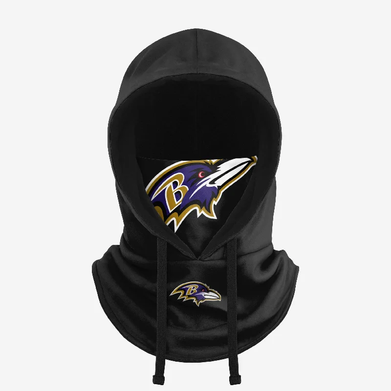 Baltimore Ravens Black Drawstring Hooded Gaiter Hoodie Dress Longline Feminine