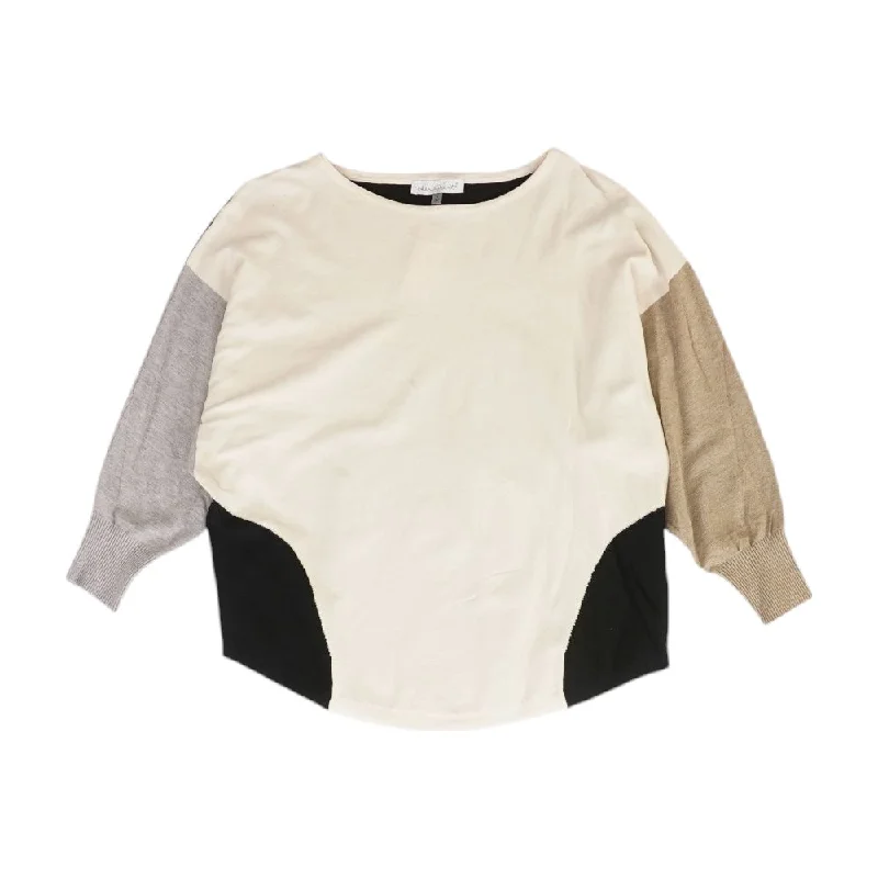 Beige Color Block Sweatshirt Hoodie with Illustration Artistic Creative