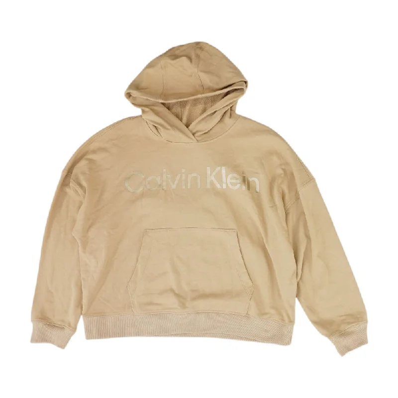 Beige Solid Hoodie Hoodie with Color Block Contrast Stylish
