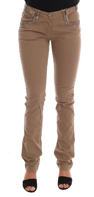 Costume National Beige Super Slim Fit Designer Jeans Fashionable White Denim Jeans