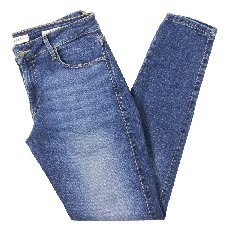 Womens Mid-Rise Sexy Curve Skinny Jeans Comfortable Dark Wash Jeans