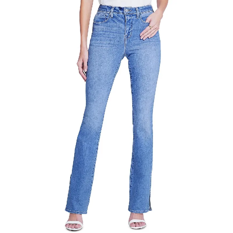 Anbilene Womens Split Hem Denim Bootcut Jeans Comfortable Folded Hem Jeans