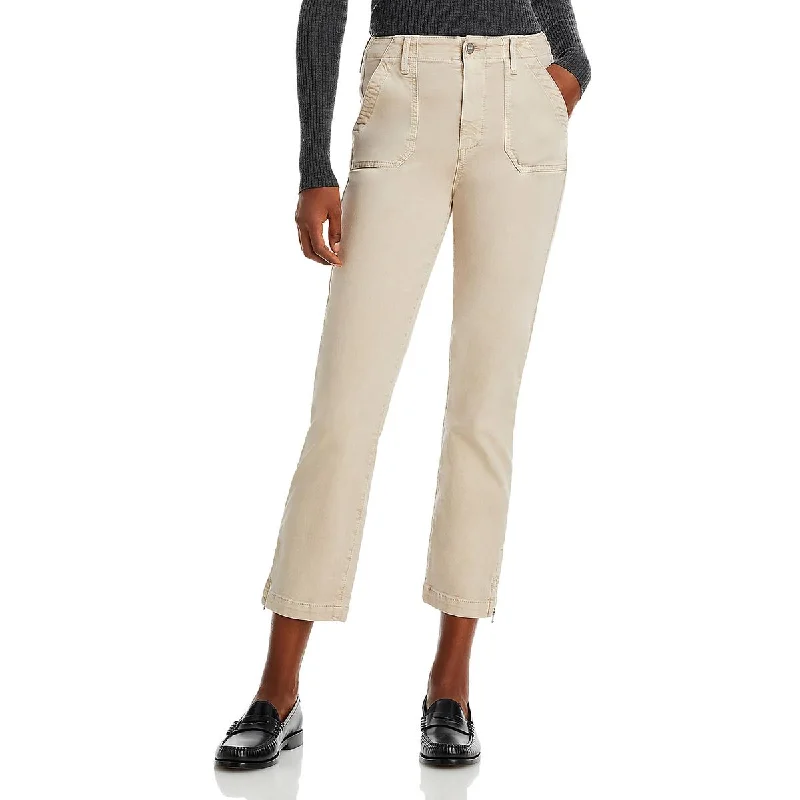 Jolie Womens High Rise Cargo Straight Leg Jeans Fashionable Raw Hemmed Jeans