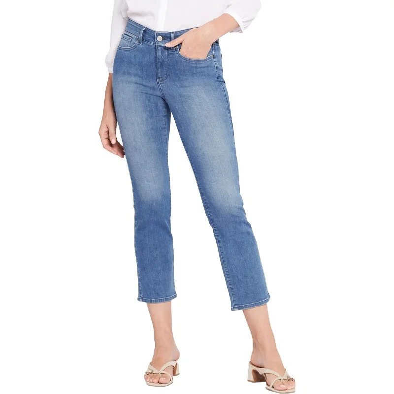 Marilyn Womens Mid-Rise Ankle Straight Leg Jeans Classic Button Fly Jeans