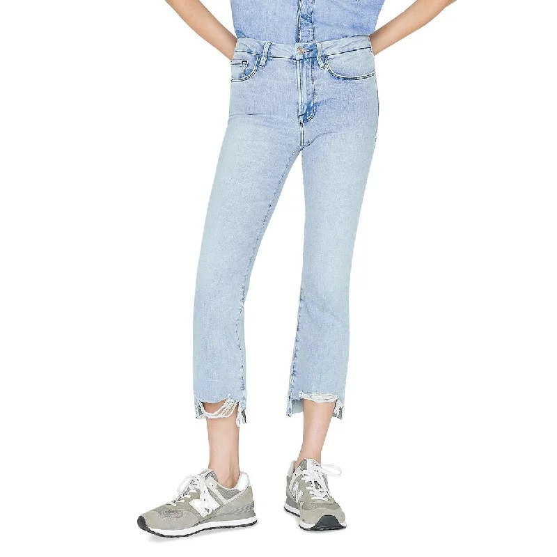 Womens Released Hem Denim Bootcut Jeans Trendy Vintage Denim Jeans