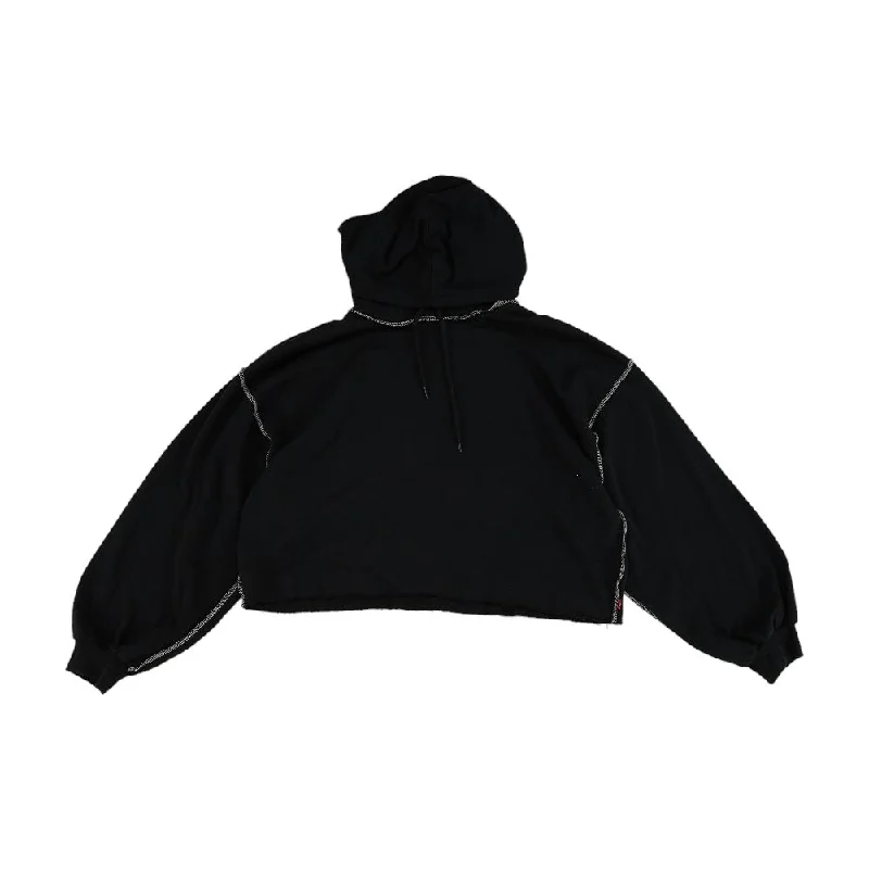 Black Solid Hoodie Hoodie with Raw Hem Edgy Unfinished